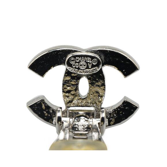 Pre Loved Chanel Silver Plated CC Rhinestones Clip on Earrings - Picture 3 of 5